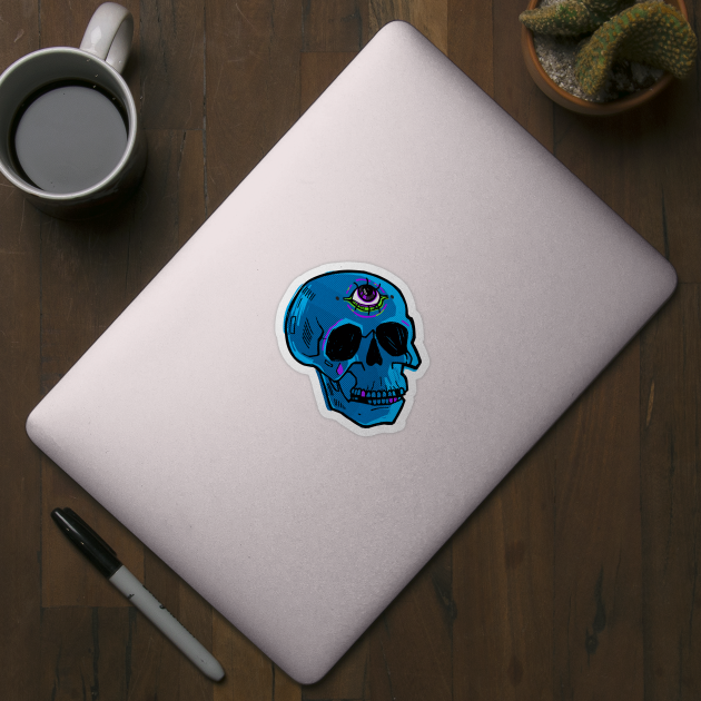 Third Eye Blue Skull by k8_thenotsogreat